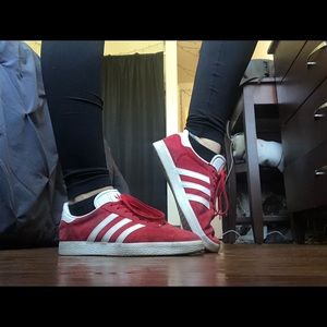 Red Addias Gazelle sneakers